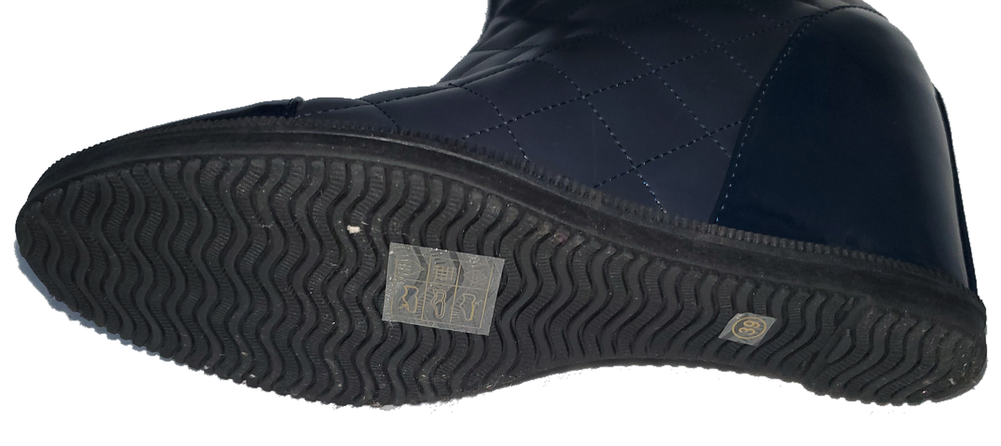 French Blue Navy Wedge Boots|New
