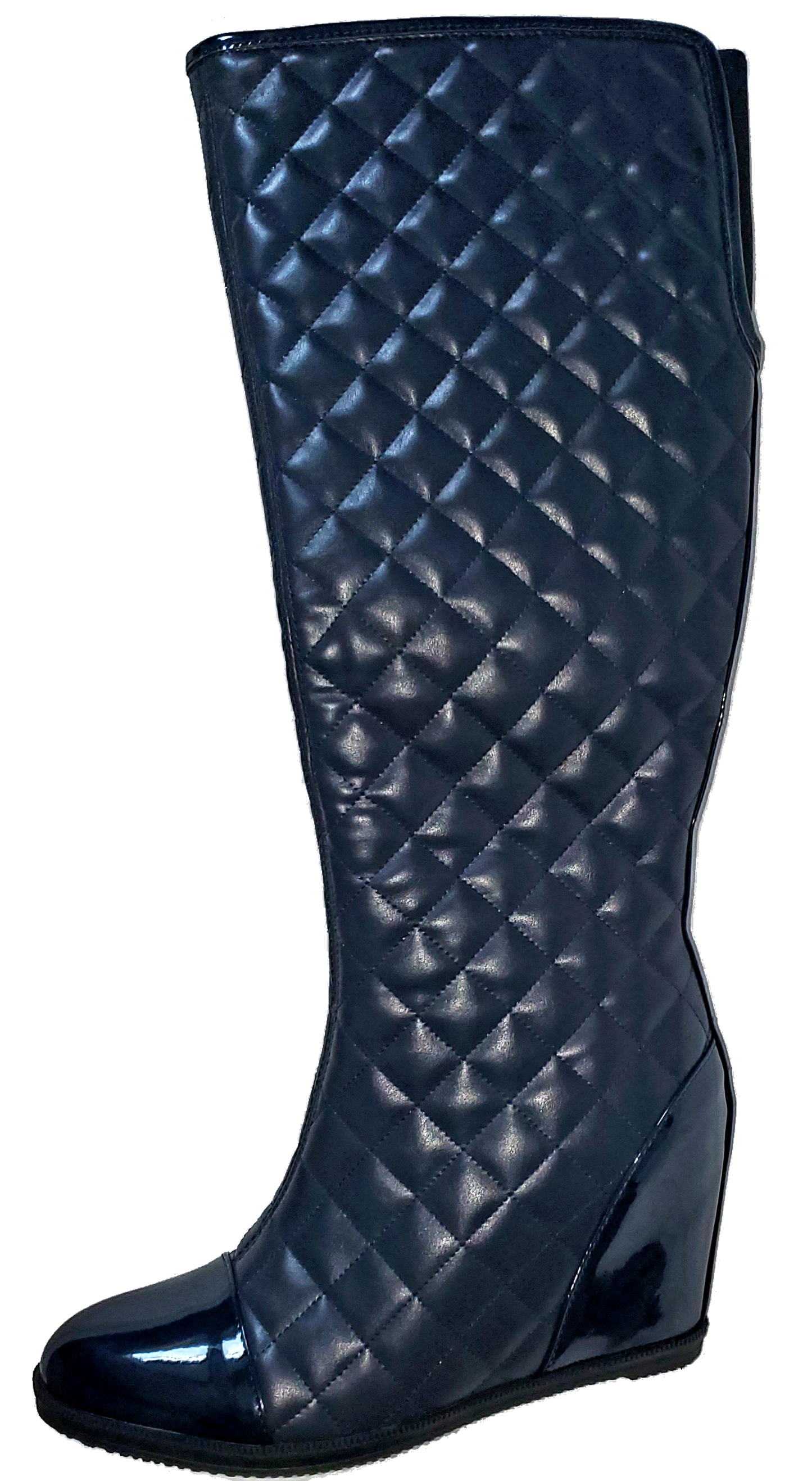 French Blue Navy Wedge Boots|New