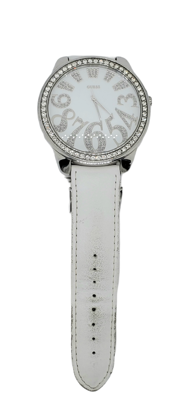 GUESS White Big Face Bezel Bling Watch|Used