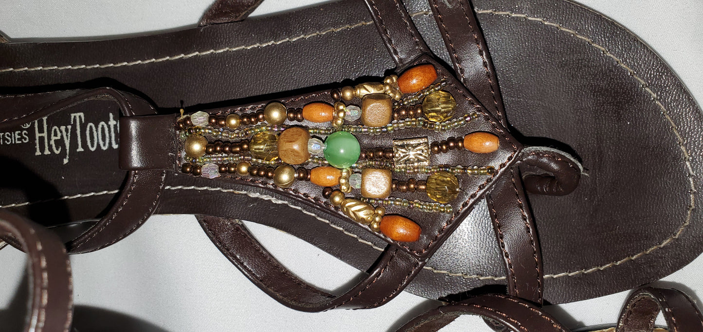 Gladiator Sandals With Bead Work|Used