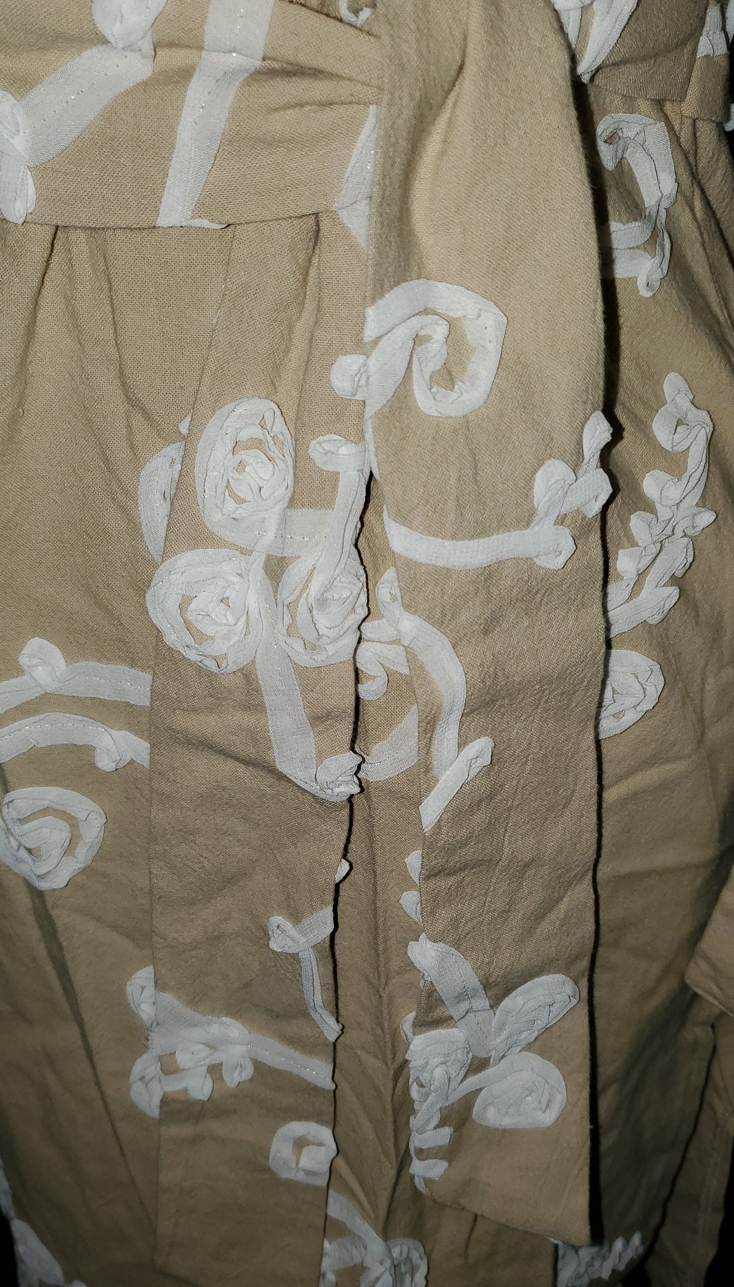 Stunning Beige with White Rose Design|Long Shirt or Dress