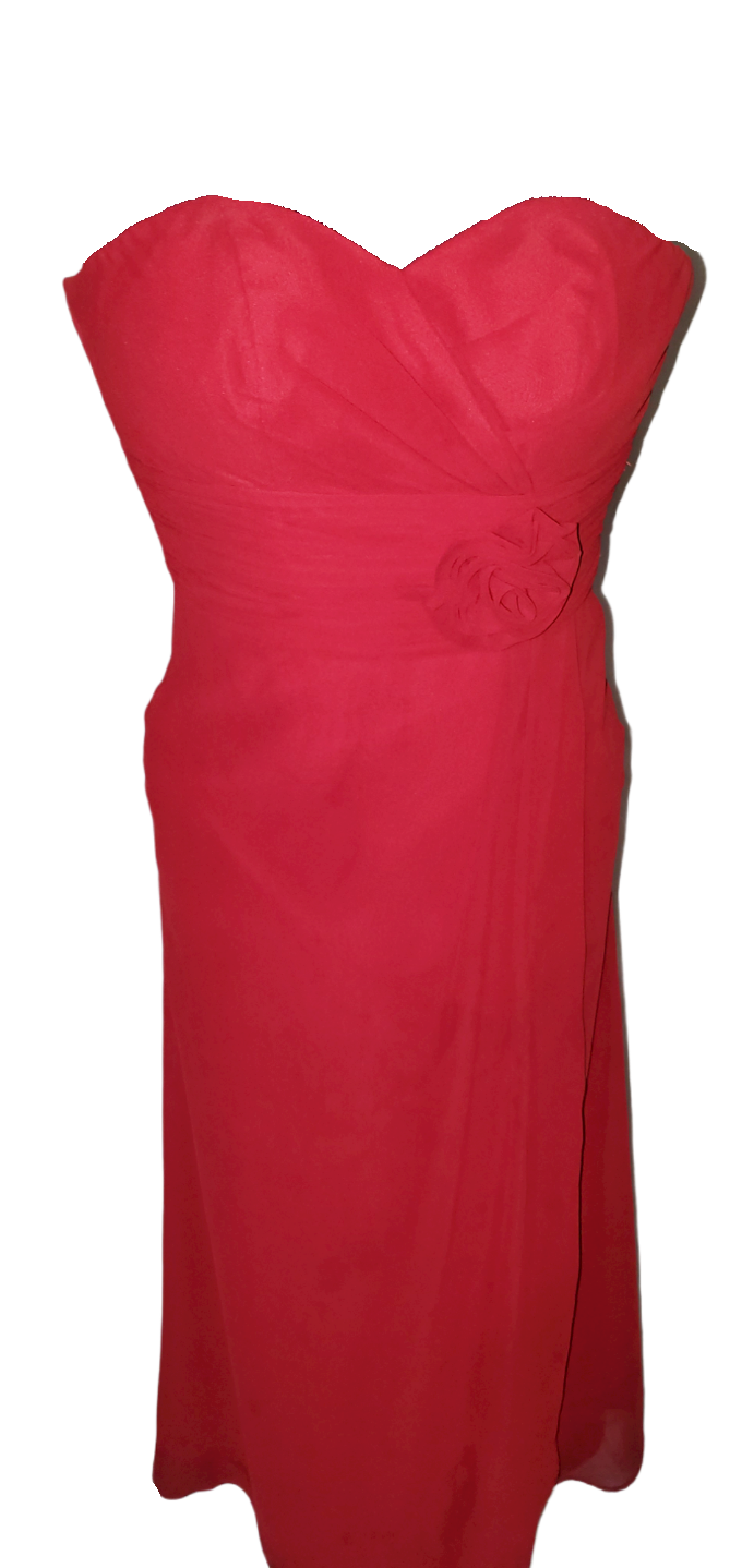BILL LEVKOFF Deep Red Formal Strapless Gown|Used