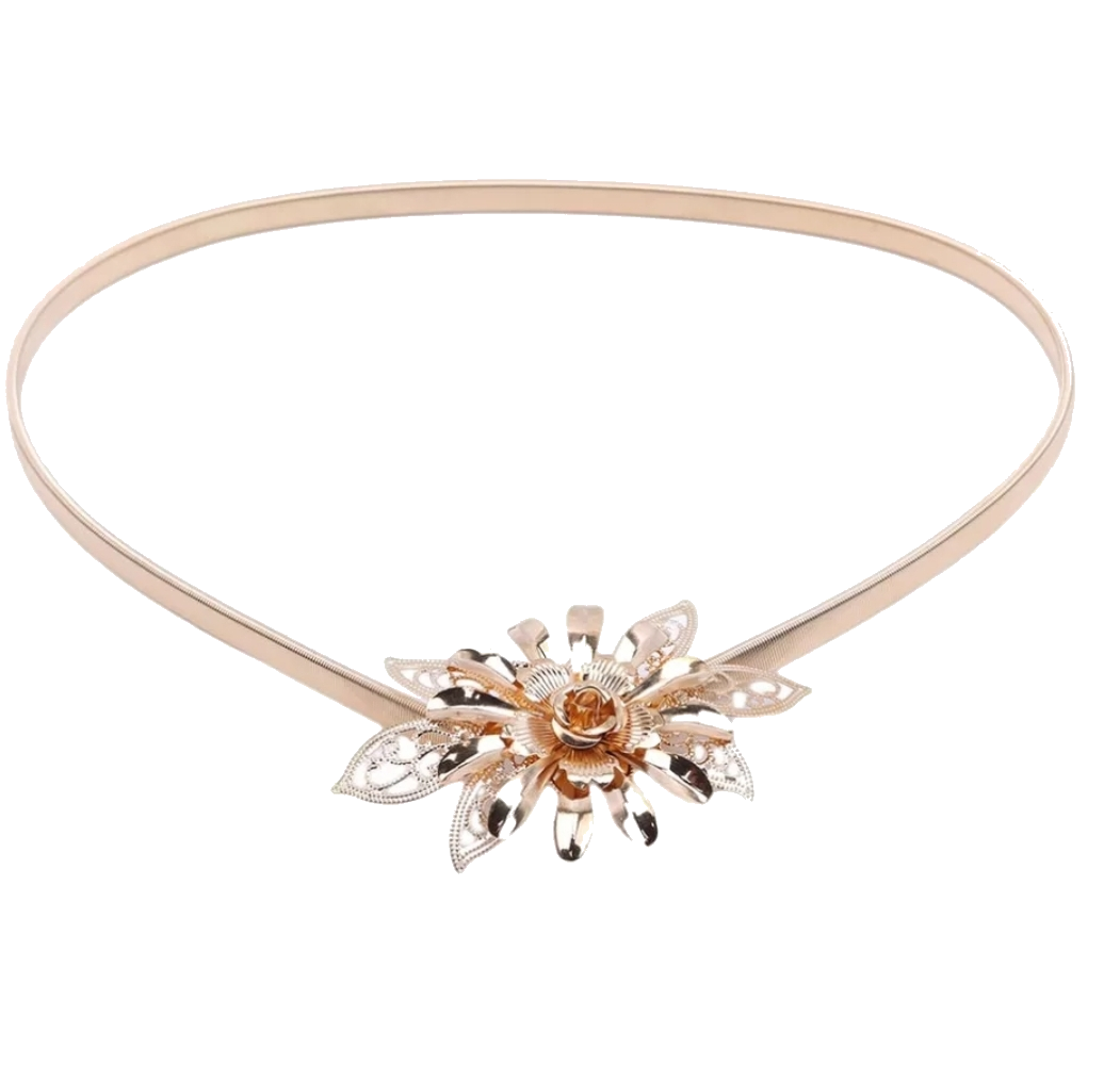 Flower Design Stretch Metal Belt|New