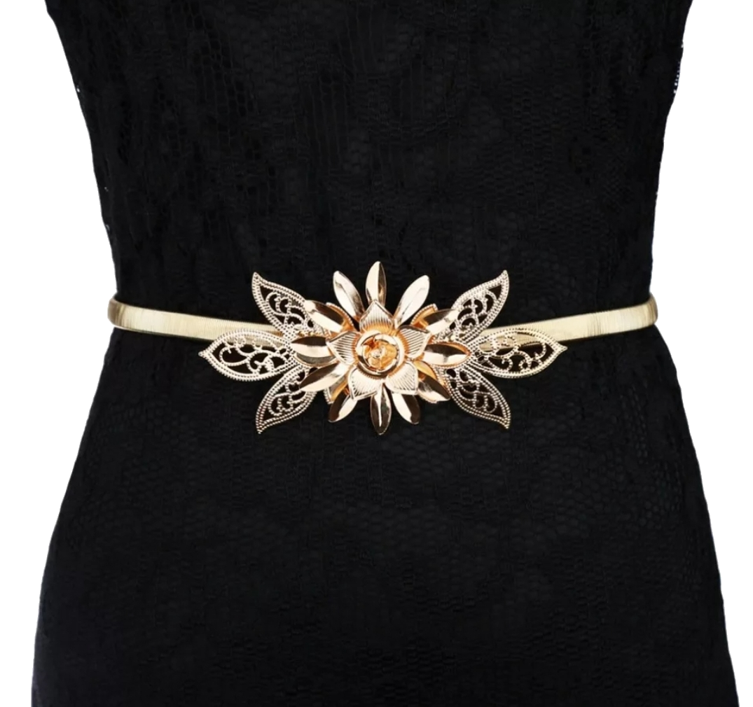 Flower Design Stretch Metal Belt|New