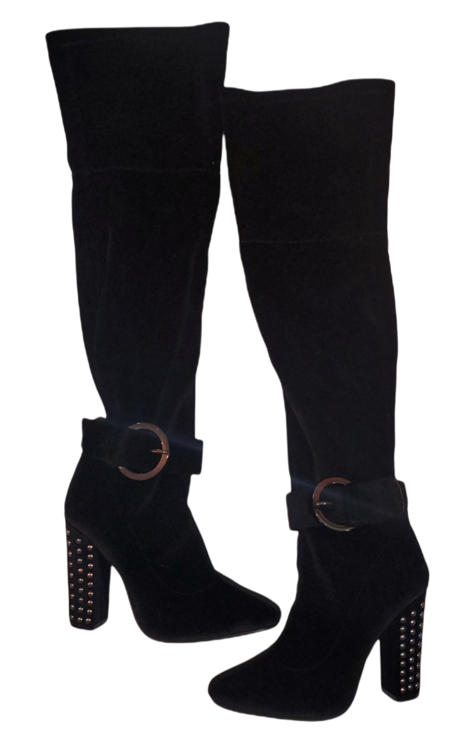Yoki Tall Velvet Boots With Stud Detail|New