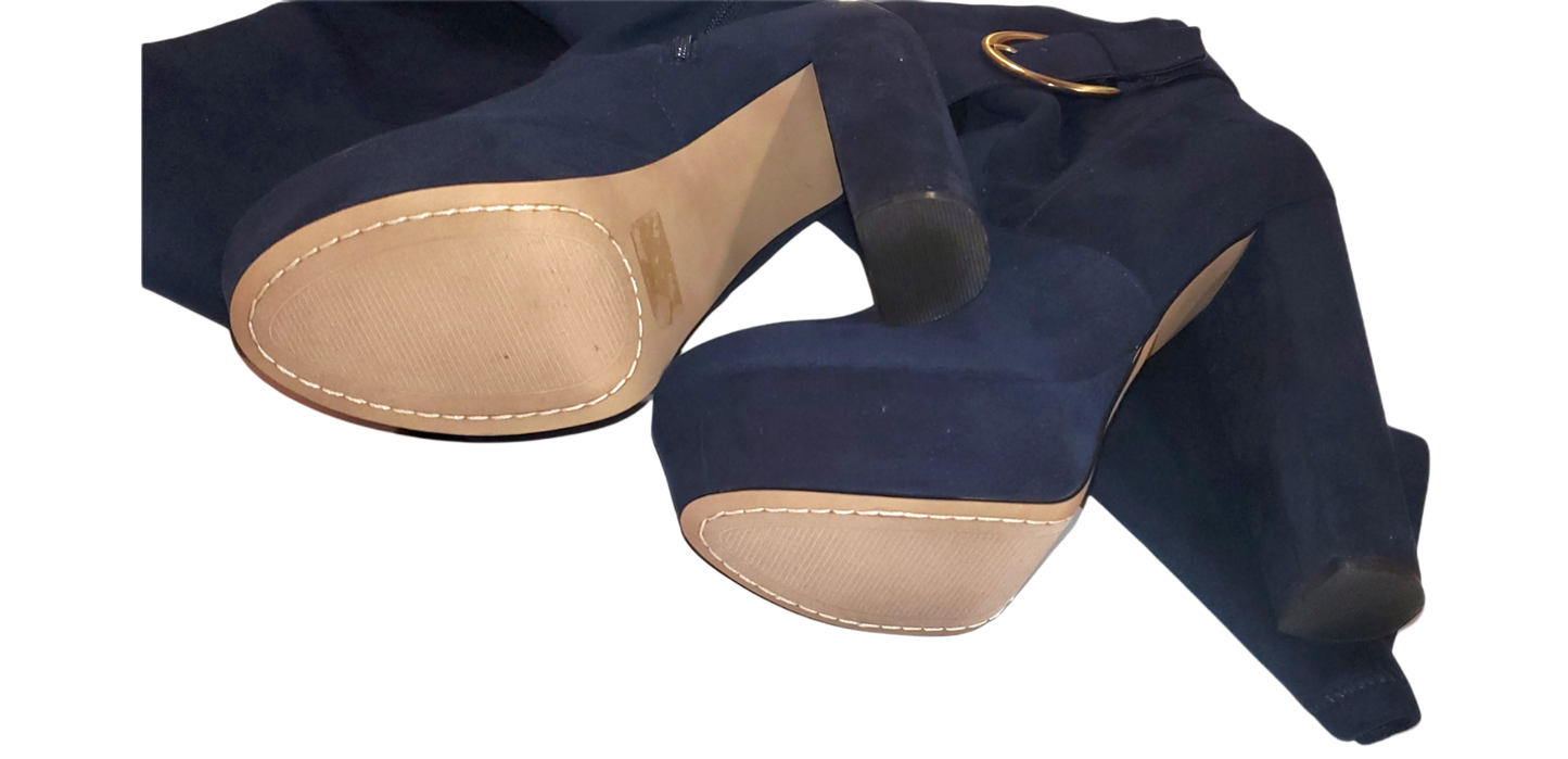 L4L Navy Suede Tall Boots|Used