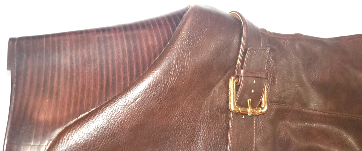 Colin Stewart Brown Wedge Leather Tall Boots