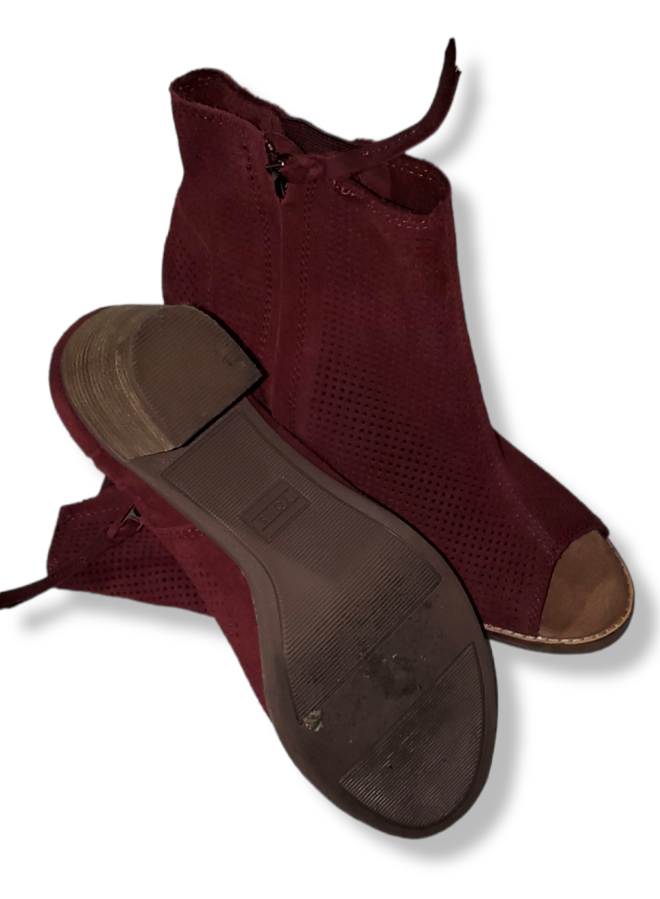 Toms Open Toe Booties|Used