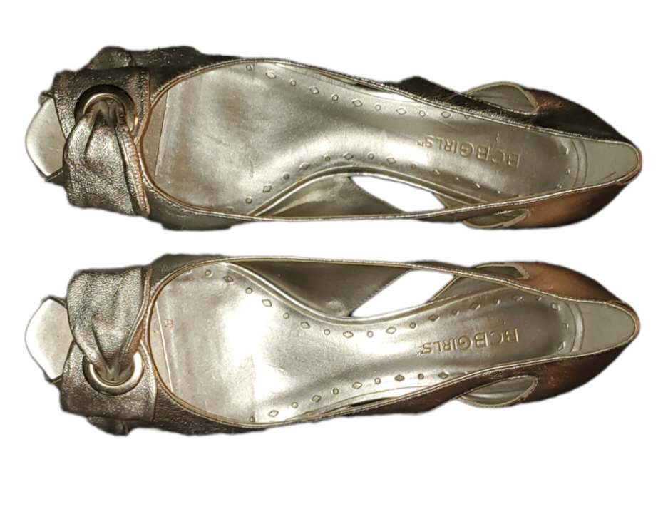 BCBG Silver Low Wedge Heel|Used