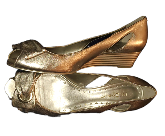 BCBG Silver Low Wedge Heel|Used