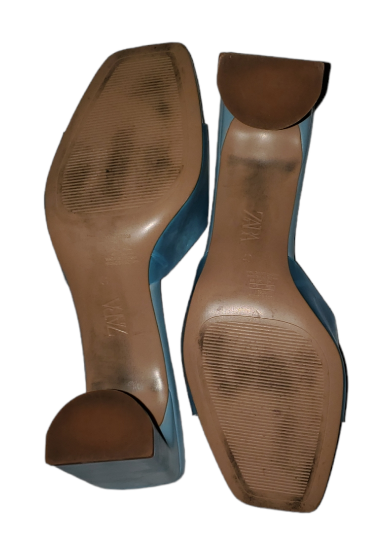Zara Light Blue Block Heel|Used