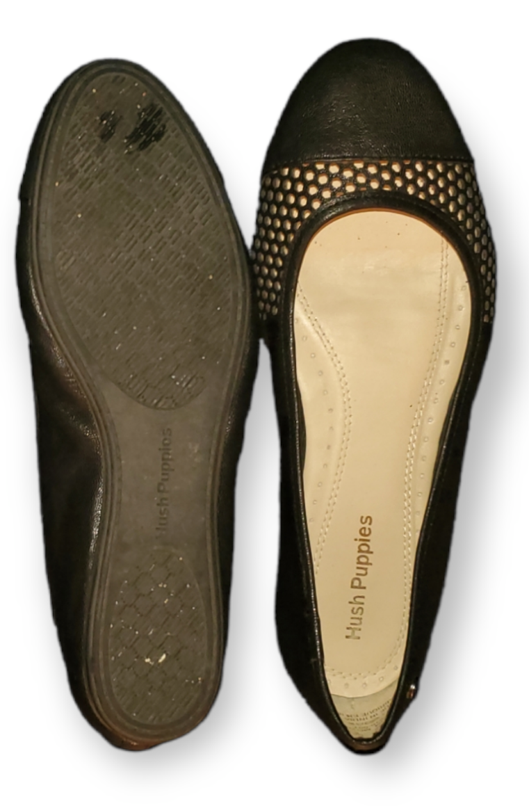 Hush Puppies Black Flats|Used