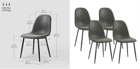 HOMCOM Set 4 Dining Chair| Grey|New