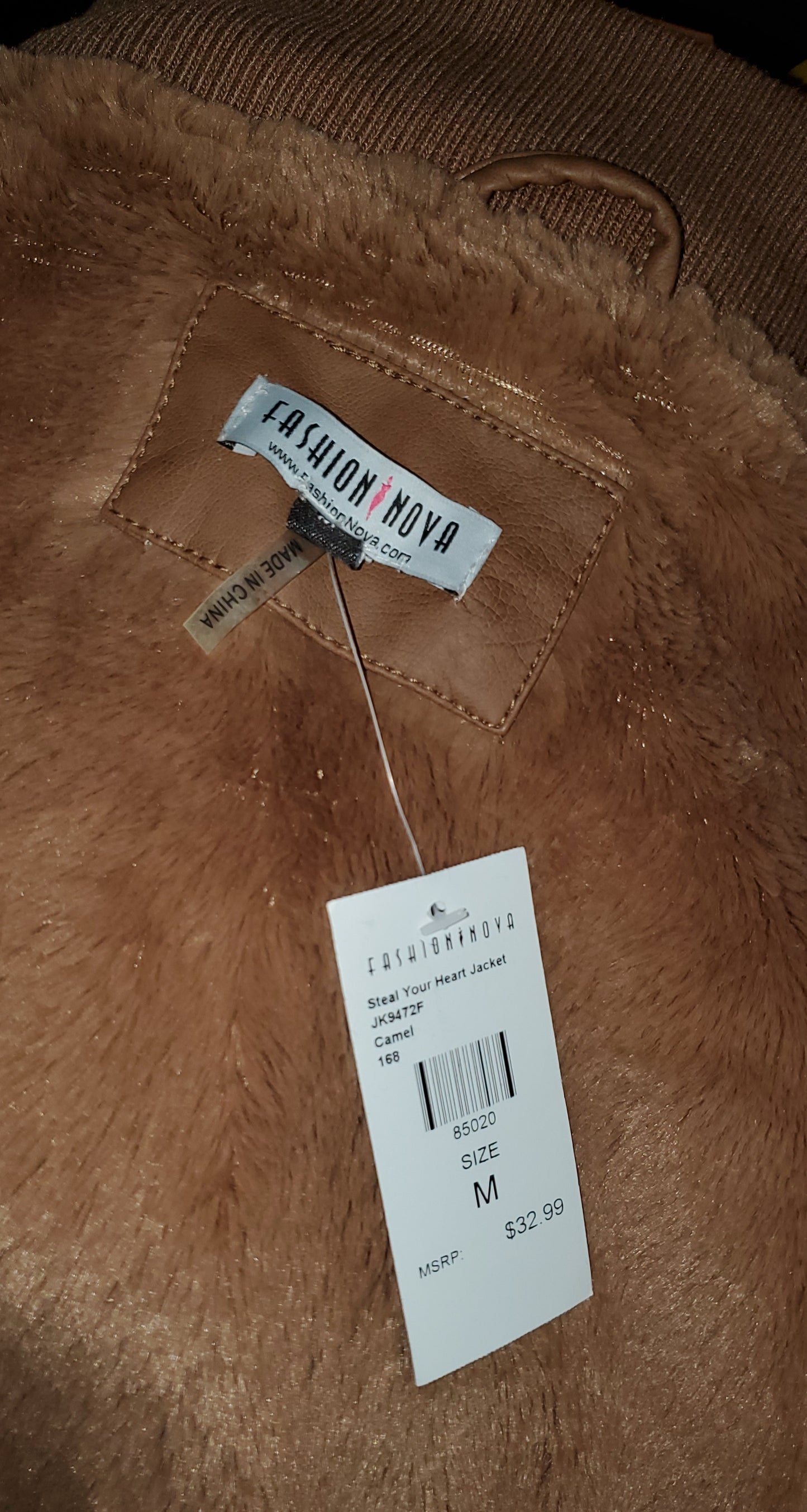 Fashion Nova Faux Brown Leather Jacket|New