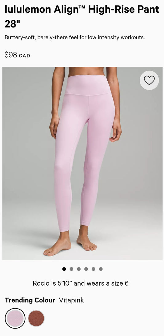 Lululemon Pink Leggings|Size 4| New