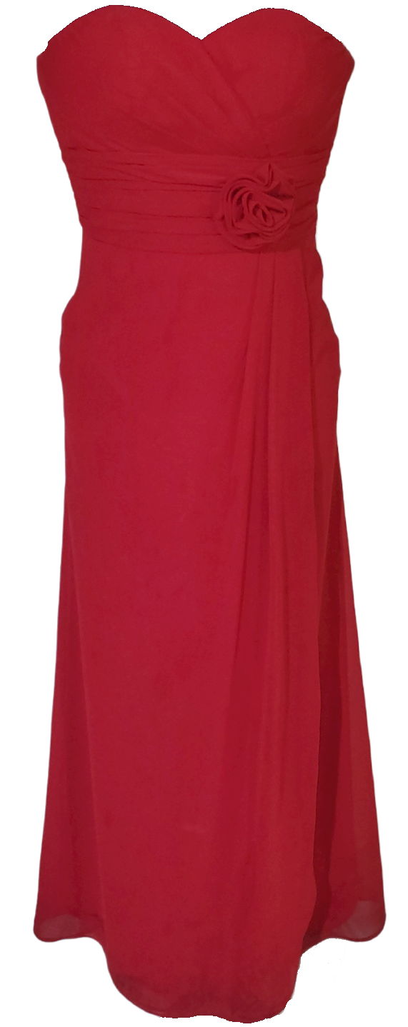 BILL LEVKOFF Deep Red Formal Strapless Gown|Used