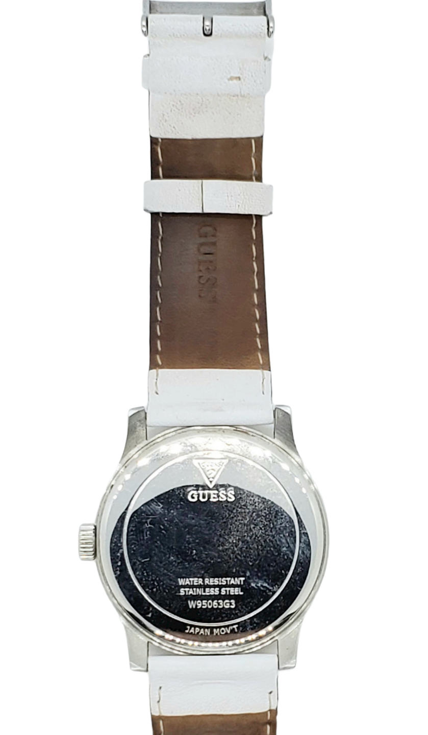 GUESS White Big Face Bezel Bling Watch|Used