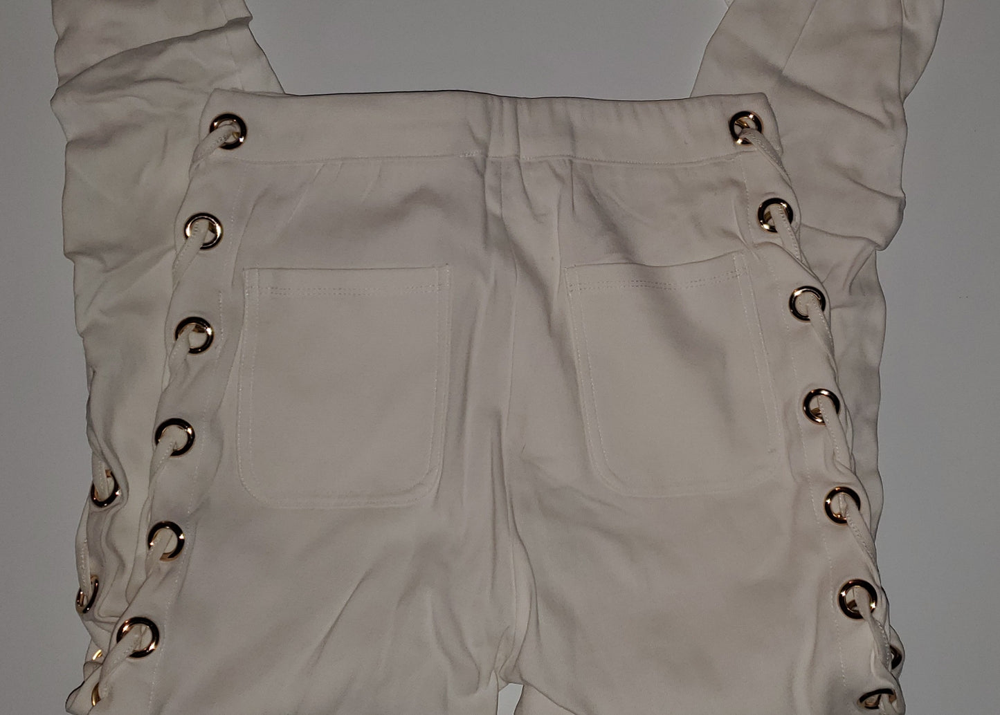Fashion Nova White Lace Up Pants|New