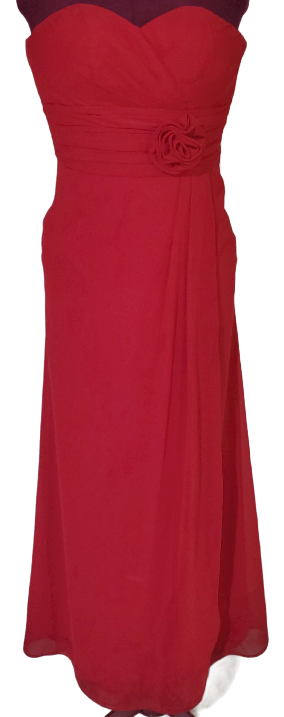 BILL LEVKOFF Deep Red Formal Strapless Gown|Used