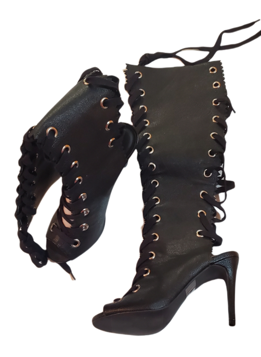 New Wild Diva Tall Lace up Cutout Boots