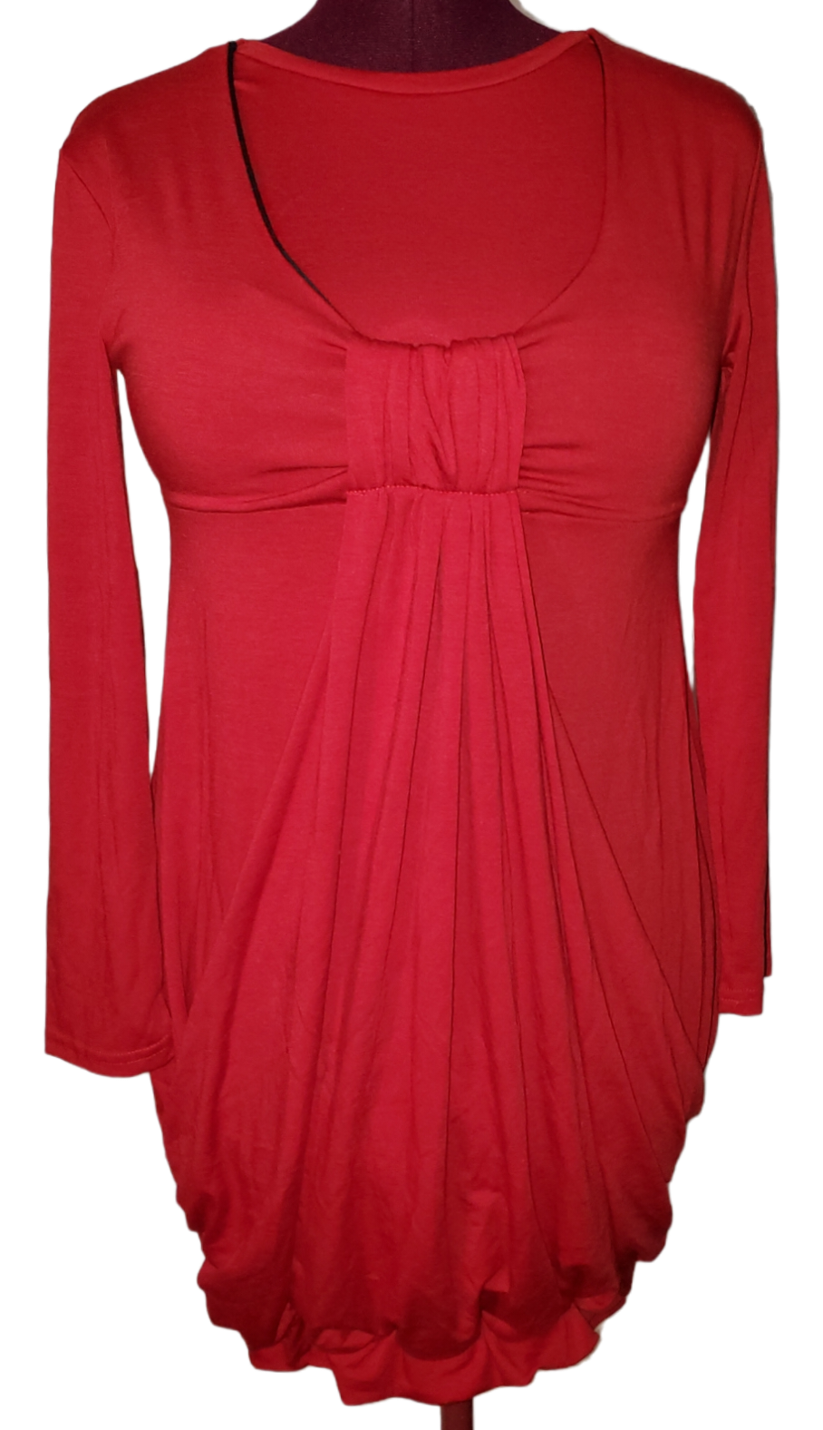 Red Ruched Front Long Shirt