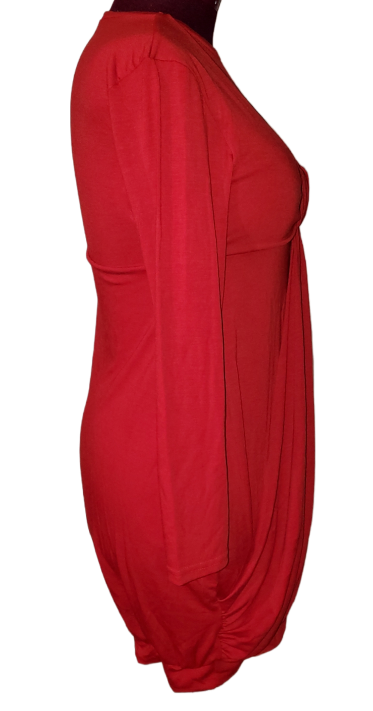 Red Ruched Front Long Shirt