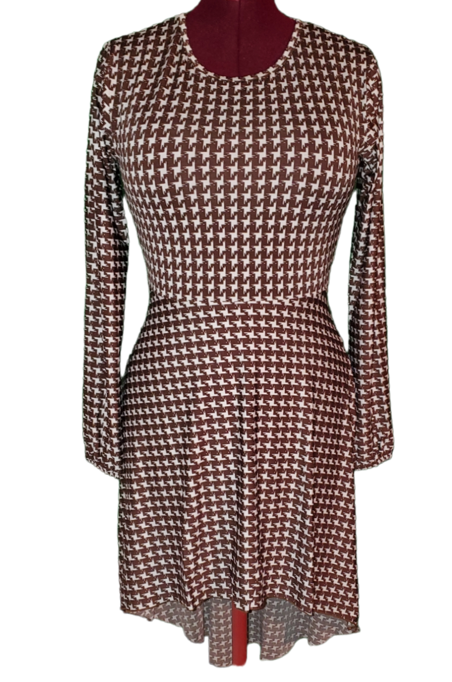 First Lady Houndstooth Brown Long Shirt or Dress|New