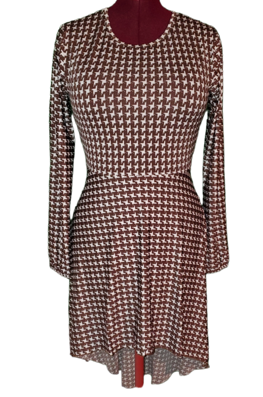 First Lady Houndstooth Brown Long Shirt or Dress|New