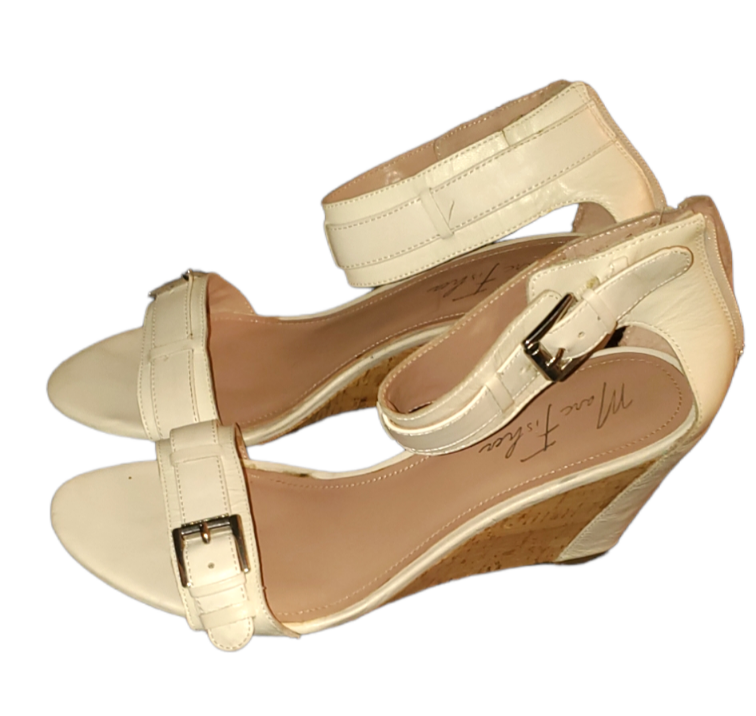 White Wedge Heel Sandals|Used