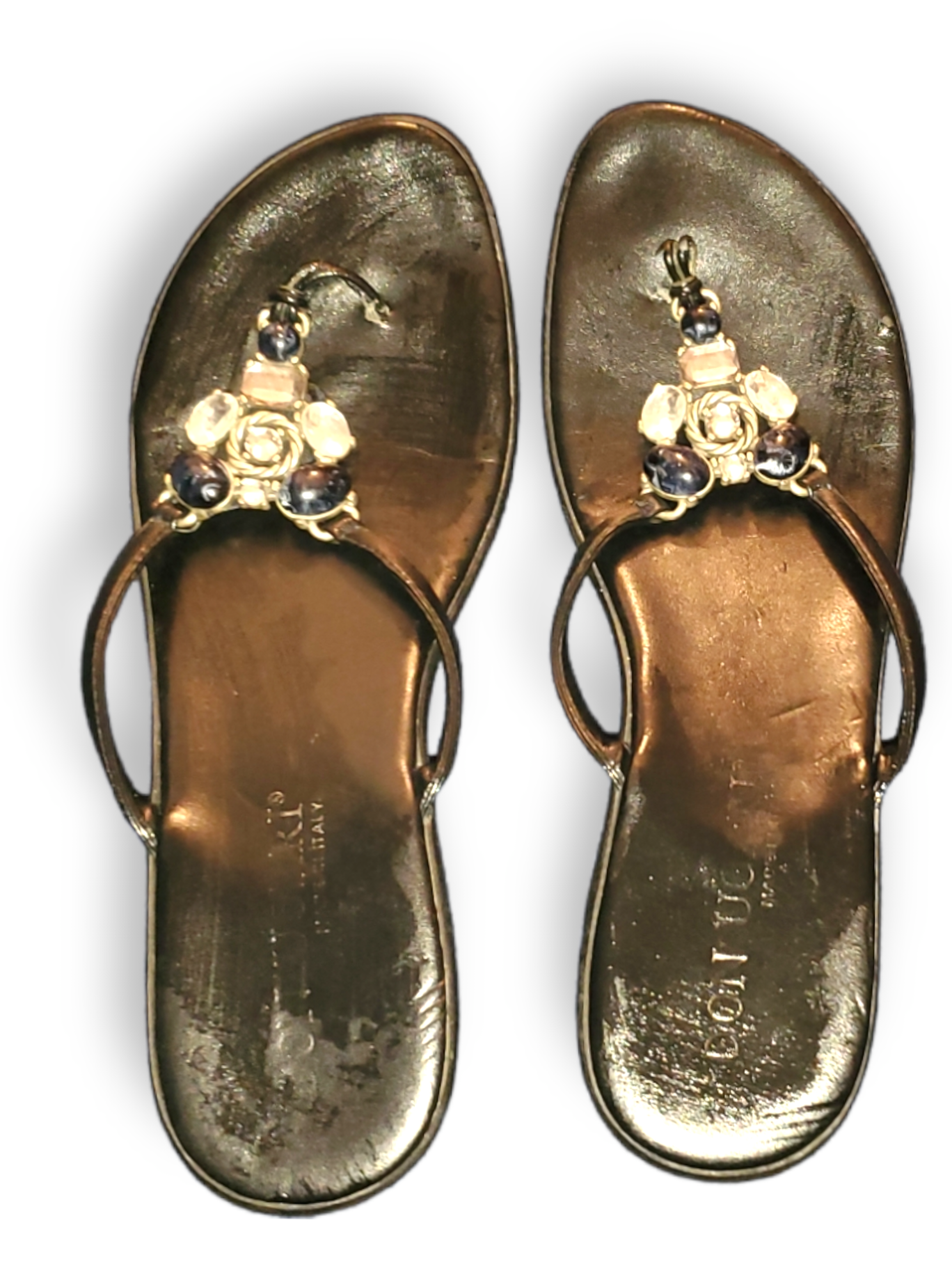 Black Jeweled Sandals|Used
