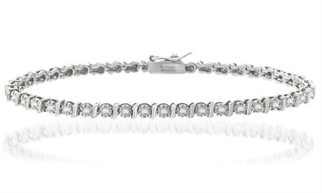 Tennis Bracelet-18k White Gold plated, Diamond Encrusted|New
